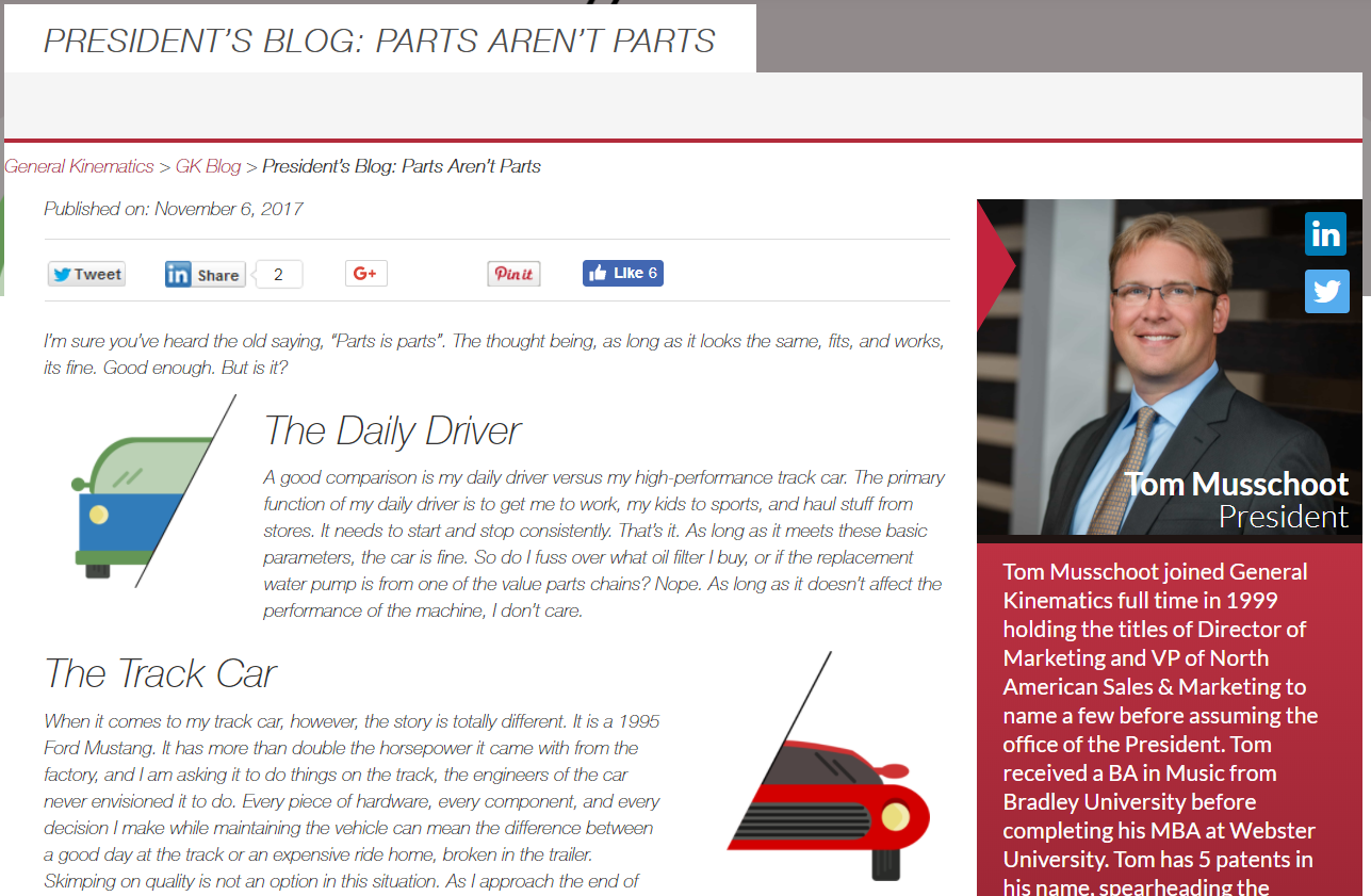 President's Blog Screen Capture