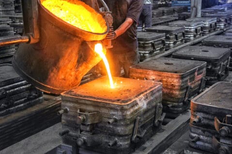 Casting and foundry. Casting is the process from which solid metal shapes (castings) are produced by filling voids in molds with liquid metal. Patternmaking is the process for producing these patterns.