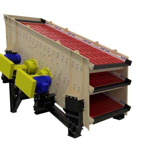A 3D render of a GK inclined aggregate screen with three decks.