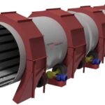 A 3D render of a DUCTA-SERIES™ Rotary Debarking Drum