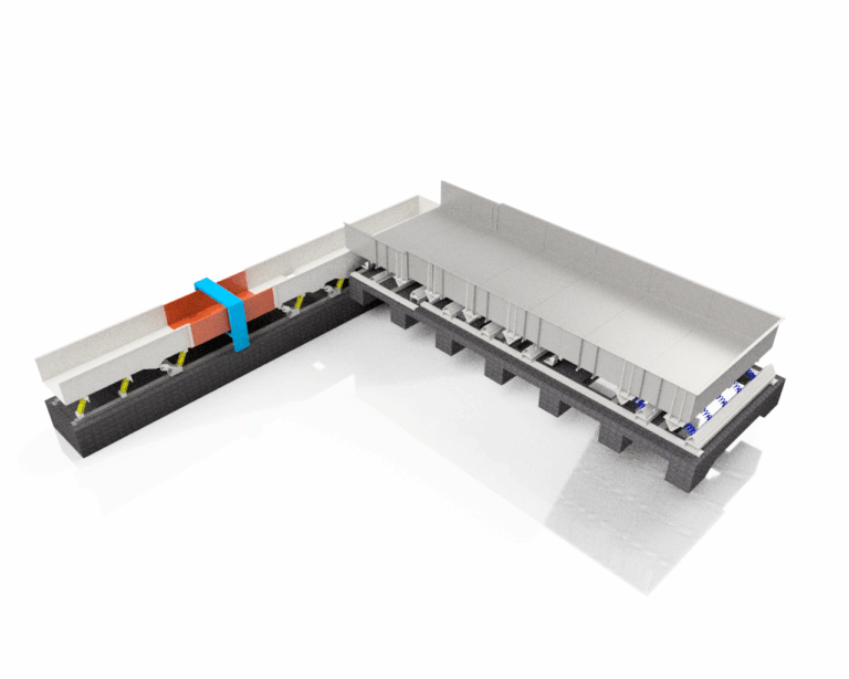 A 3D render of GK's Chipper Feeding Conveyor