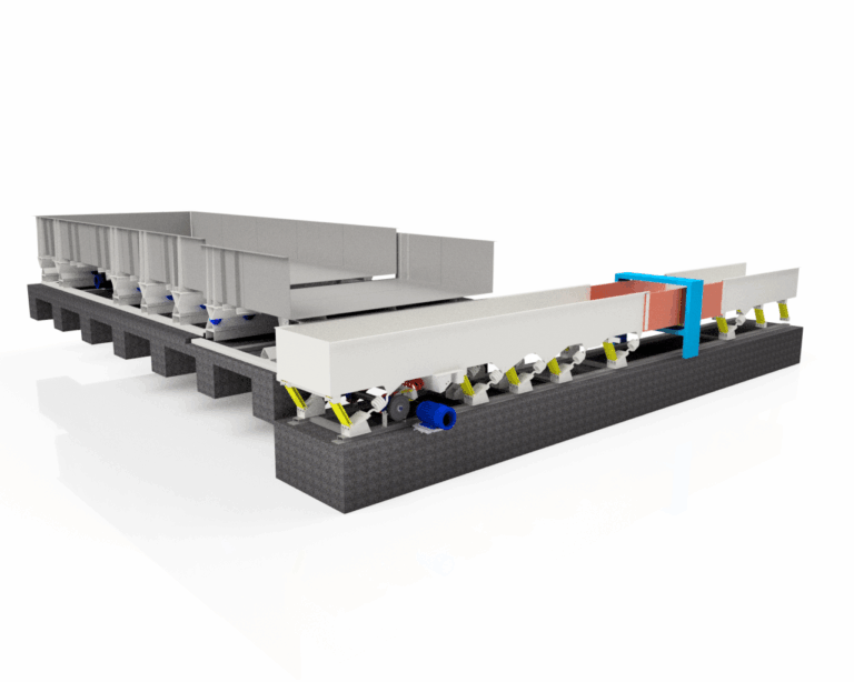 A 3D render of GK's Chipper Feeding Conveyor