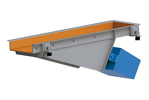 Vibrating trough conveyor with electromagnetic drive