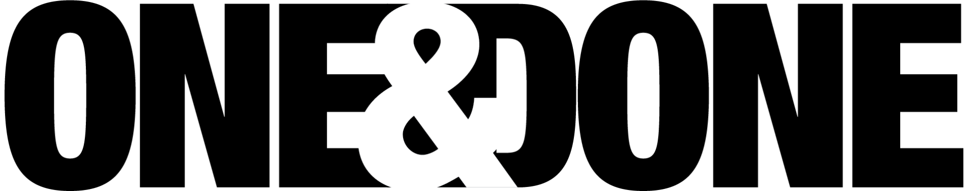 A black and white logo that says ONE & DONE